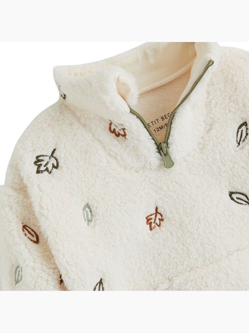 Sweat-shirt bébé en sherpa ginkgo Ecru - Kiabi