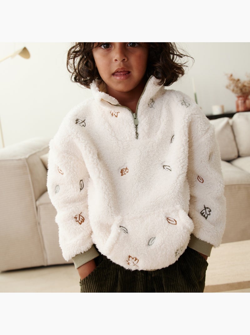 Sweat-shirt bébé en sherpa ginkgo Ecru - Kiabi