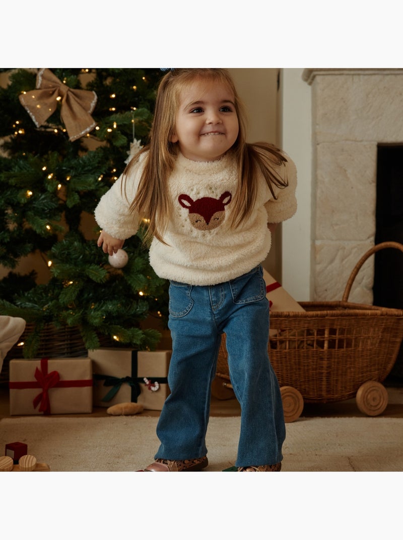 Sweat-shirt bébé en sherpa grace Beige clair - Kiabi