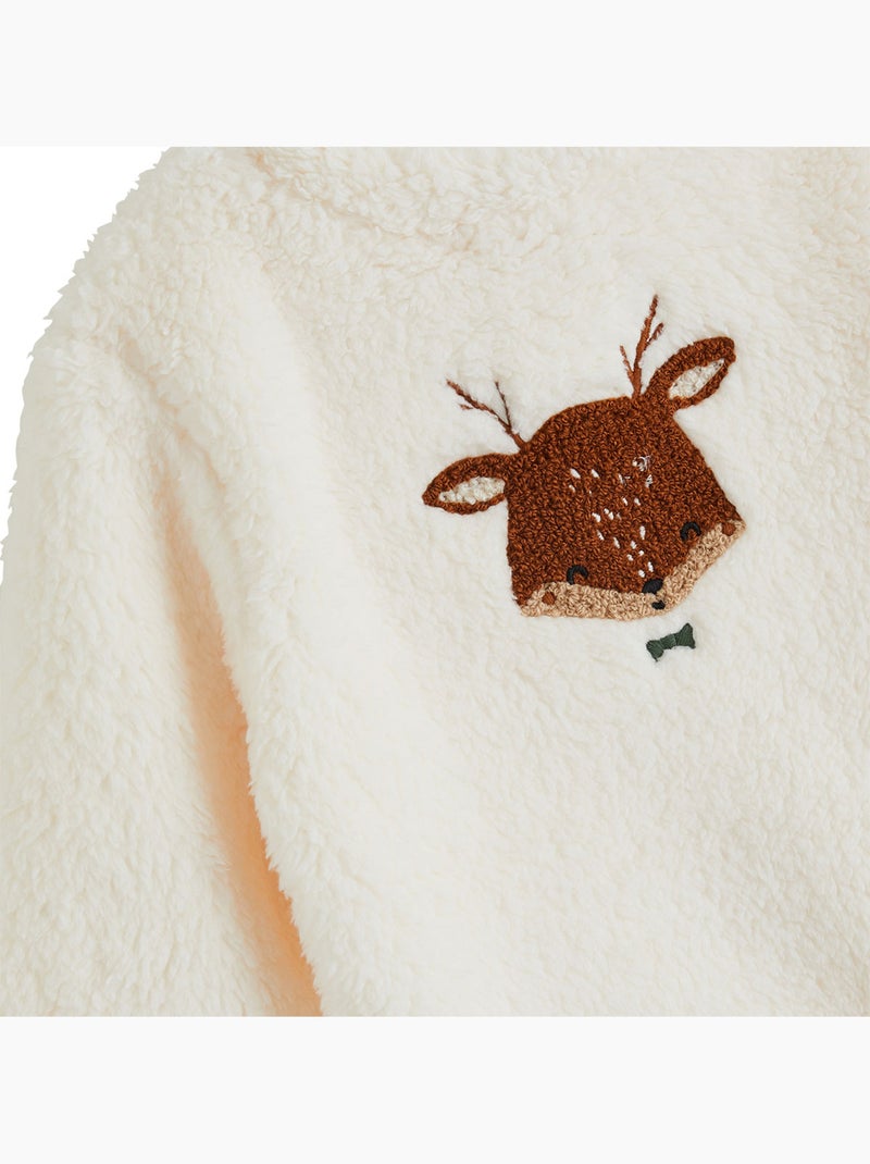 Sweat-shirt bébé en sherpa oslo Ecru - Kiabi