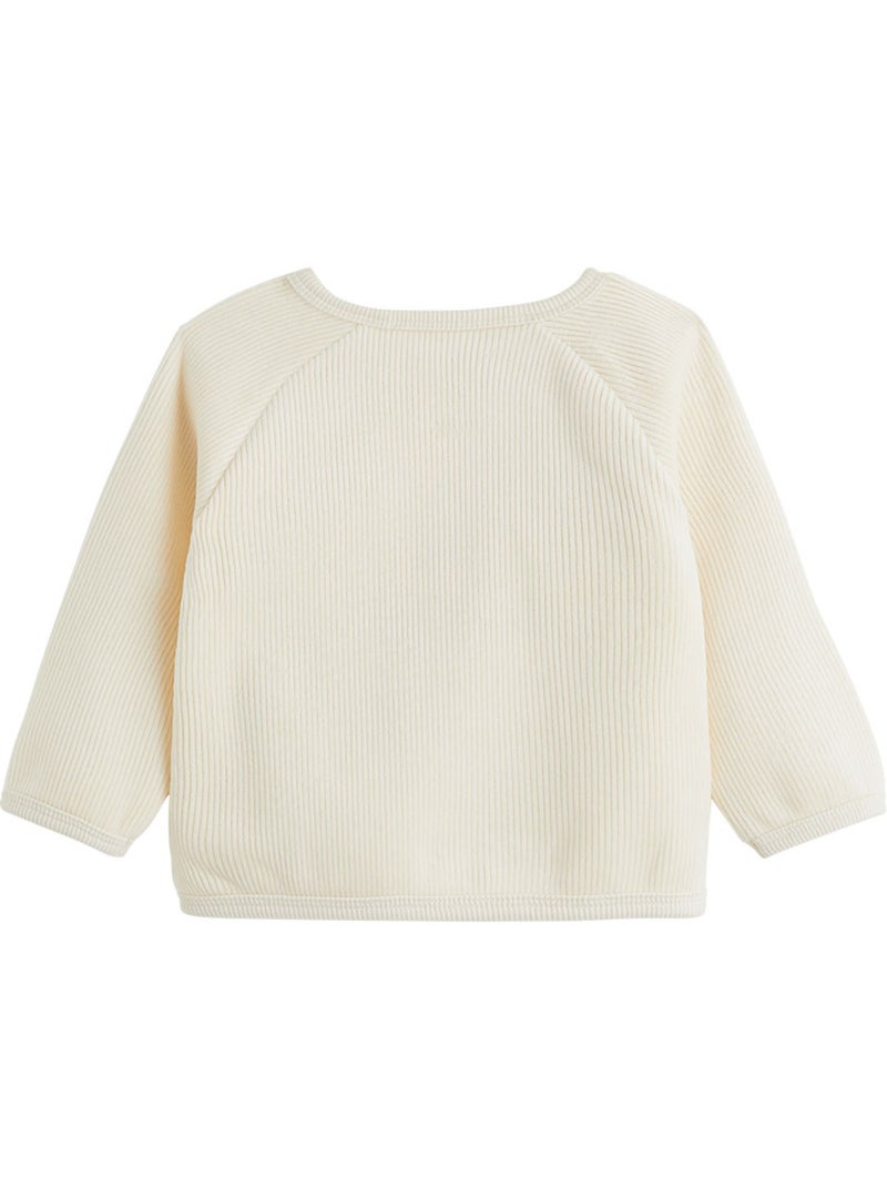 Sweat-shirt bébé en velours flocon Ecru - Kiabi