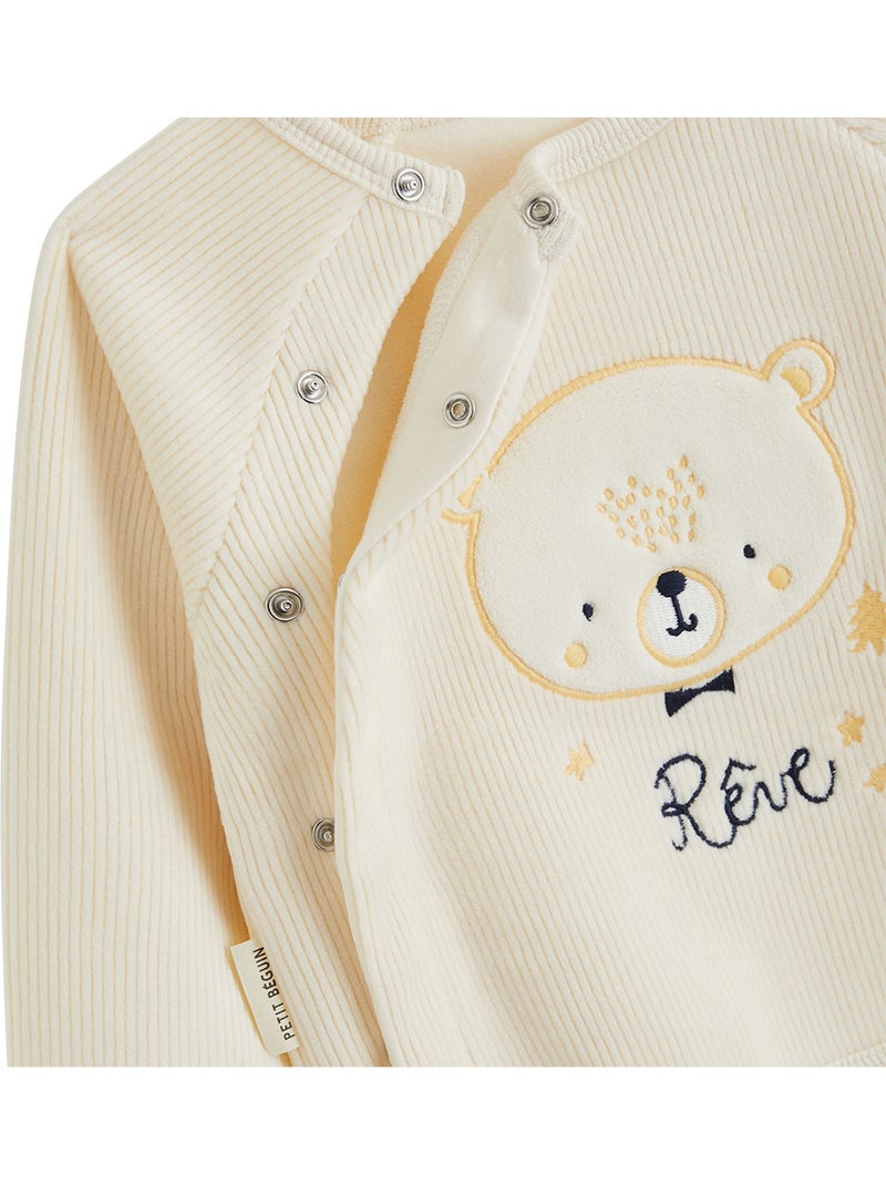 Sweat-shirt bébé en velours flocon Ecru - Kiabi