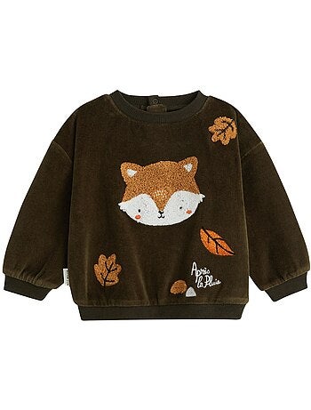 Sweat-shirt bébé en velours ginkgo