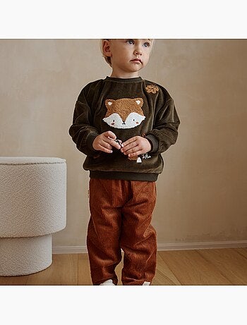 Sweat-shirt bébé en velours ginkgo