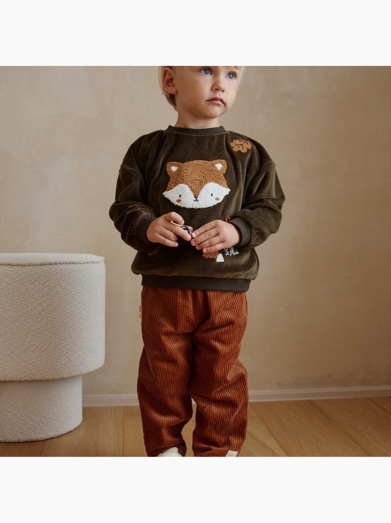 Sweat-shirt bébé en velours Ginkgo Vert - Kiabi
