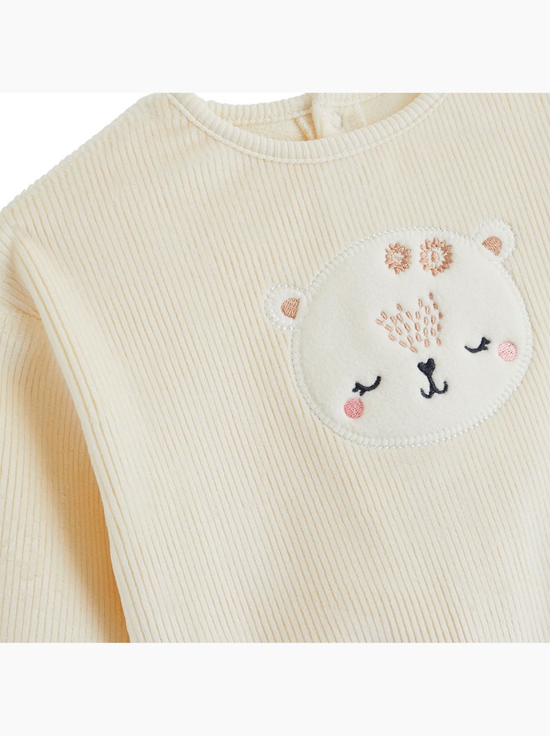 Sweat-shirt bébé en velours neige Ecru - Kiabi