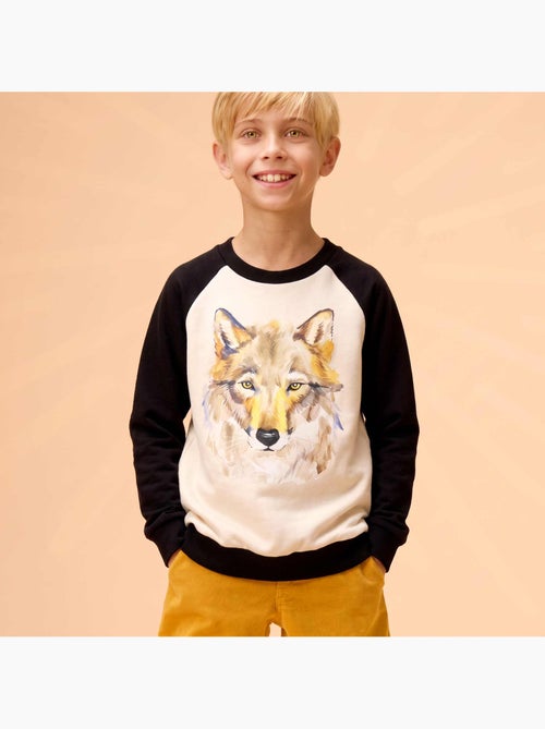 Sweat-Shirt Beige Garçon Imprimé Loup THE WOLF - La Faute à Voltaire - Kiabi Sweat-Shirt Beige Garçon Imprimé Loup THE WOLF - La Faute à Voltaire - Kiabi