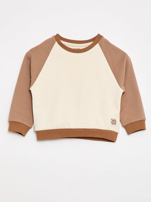 Sweat-shirt bicolore en molleton non gratté - Kiabi
