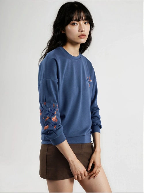 Sweat-shirt brodé à col rond et coupe confortable hiccup - Kiabi