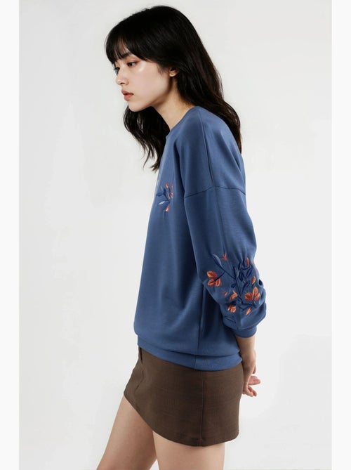 Sweat-shirt brodé à col rond et coupe confortable hiccup - Kiabi