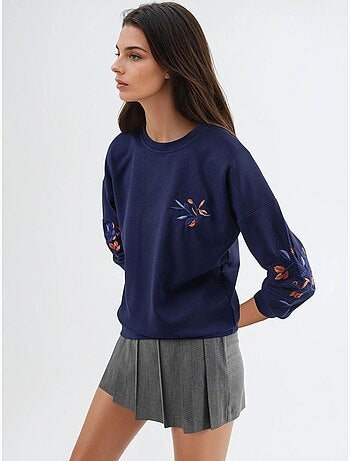 Sweat-shirt brodé à col rond et coupe confortable hiccup