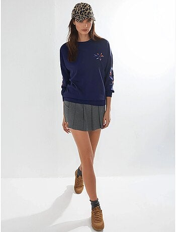 Sweat-shirt brodé à col rond et coupe confortable hiccup