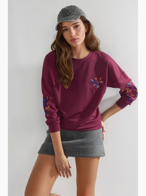 Sweat-shirt brodé à col rond et coupe confortable hiccup - Kiabi