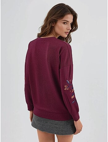 Sweat-shirt brodé à col rond et coupe confortable