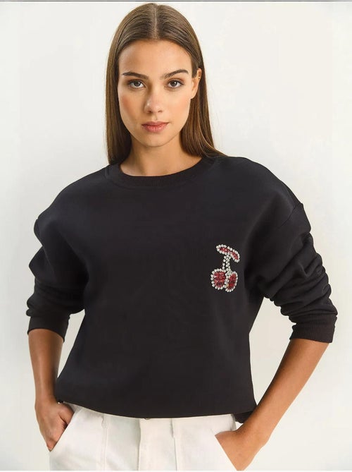 Sweat-shirt brodé à col rond et coupe décontractée lucci - Kiabi Sweat-shirt brodé à col rond et coupe décontractée lucci - Kiabi