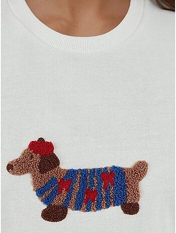 Sweat-shirt brodé à col rond surdimensionné
