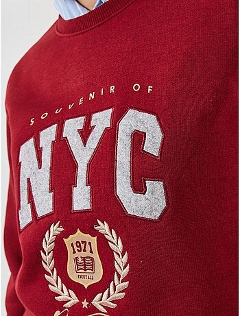 Sweat-shirt brodé à trois fils bianco lucci
