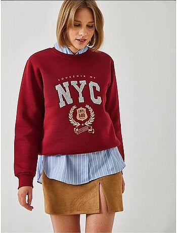 Sweat-shirt brodé à trois fils bianco lucci