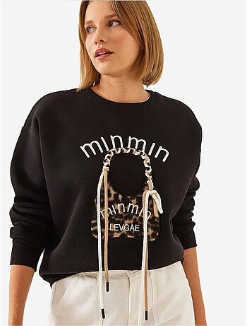 Sweat-shirt brodé avec sac léopard bianco lucci