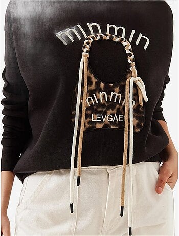 Sweat-shirt brodé avec sac léopard bianco lucci