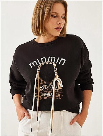 Sweat-shirt brodé avec sac léopard bianco lucci