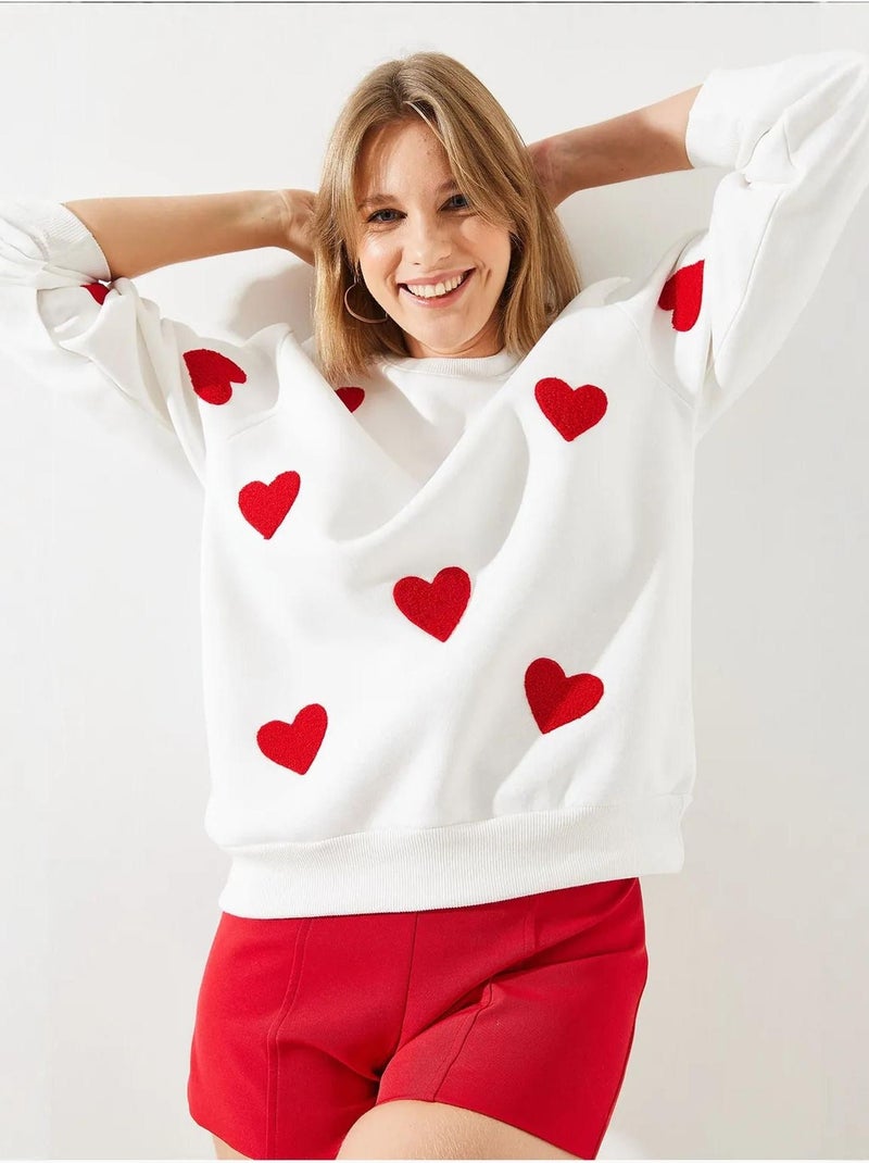Sweat-shirt brodé cœur bianco lucci Blanc - Kiabi