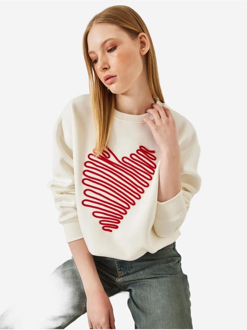 Sweat-shirt brodé cœur lucci - Kiabi Sweat-shirt brodé cœur lucci - Kiabi