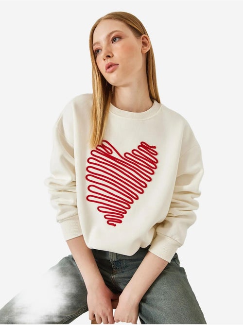 Sweat-shirt brodé cœur lucci - Kiabi Sweat-shirt brodé cœur lucci - Kiabi
