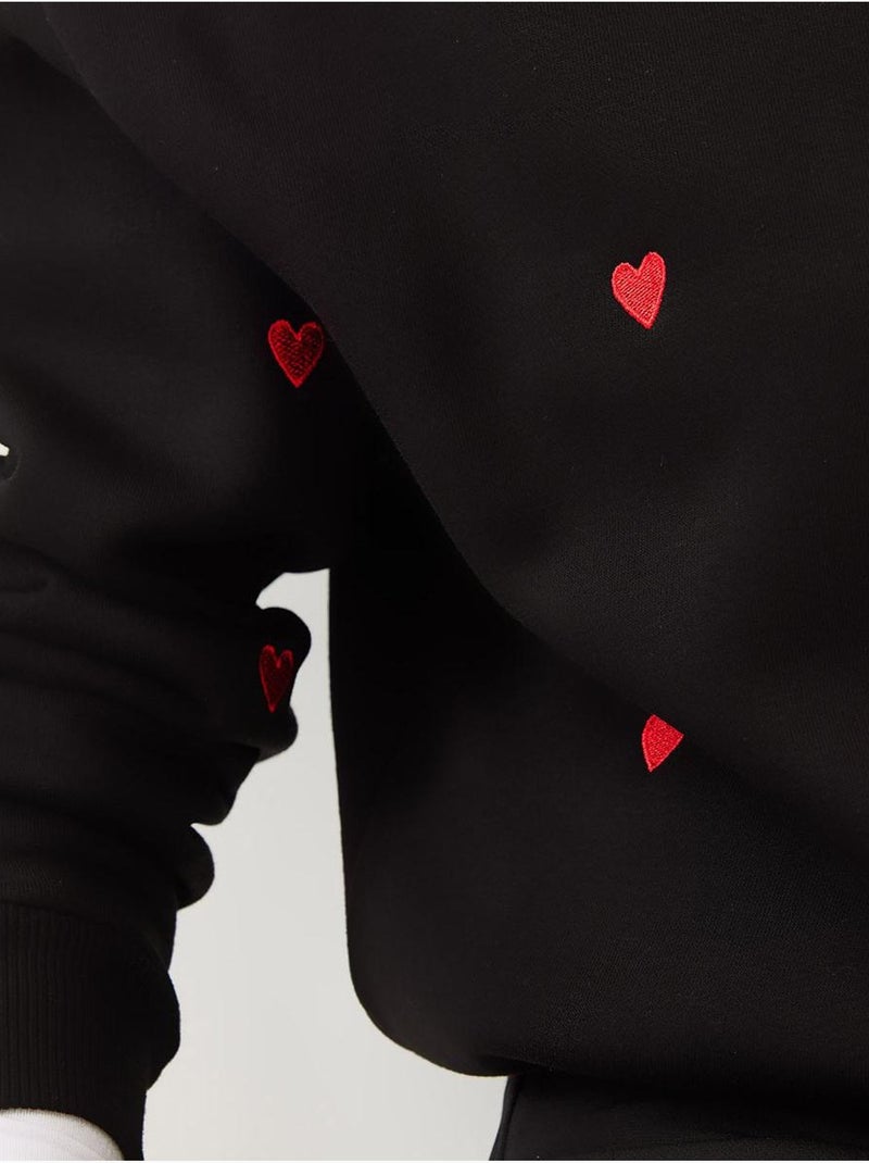 Sweat-shirt brodé cœur mbhs lucci Noir - Kiabi