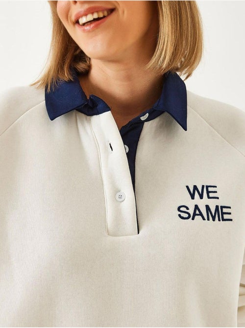 Sweat-shirt brossé à trois épaisseurs et col polo lucci - Kiabi