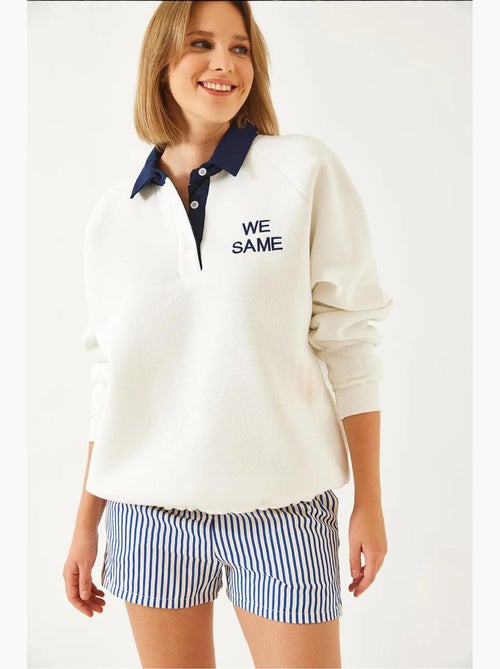 Sweat-shirt brossé à trois épaisseurs et col polo lucci - Kiabi