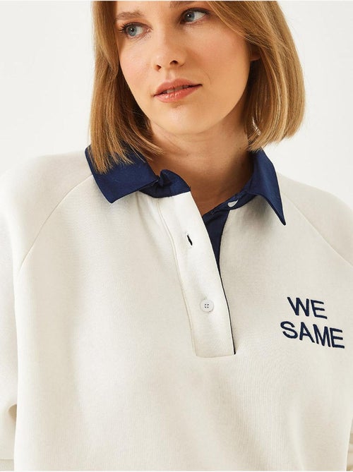 Sweat-shirt brossé à trois épaisseurs et col polo lucci - Kiabi