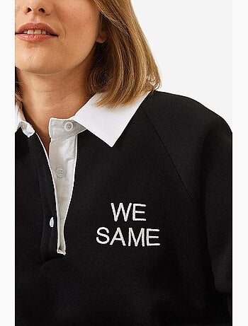Sweat-shirt brossé à trois épaisseurs et col polo lucci