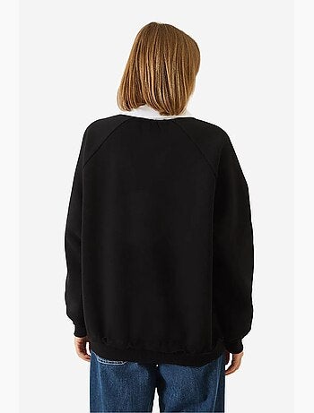 Sweat-shirt brossé à trois épaisseurs et col polo lucci