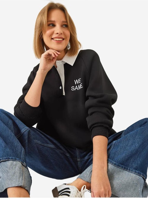 Sweat-shirt brossé à trois épaisseurs et col polo lucci - Kiabi Sweat-shirt brossé à trois épaisseurs et col polo lucci - Kiabi