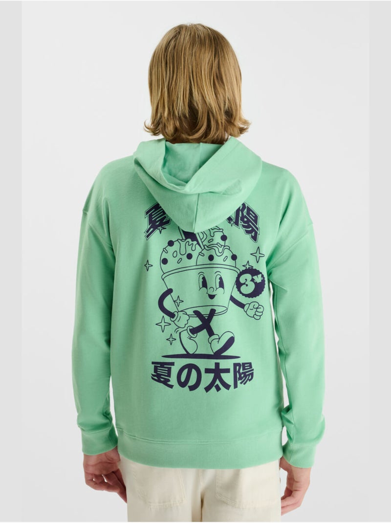 Sweat-Shirt capuche AUTABO 'Le Temps Des Cerises' Vert - Kiabi