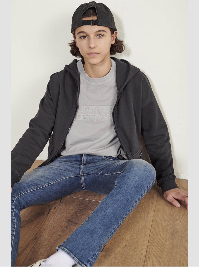 Sweat-shirt capuche batibo 'le temps des cerises' Gris - Kiabi