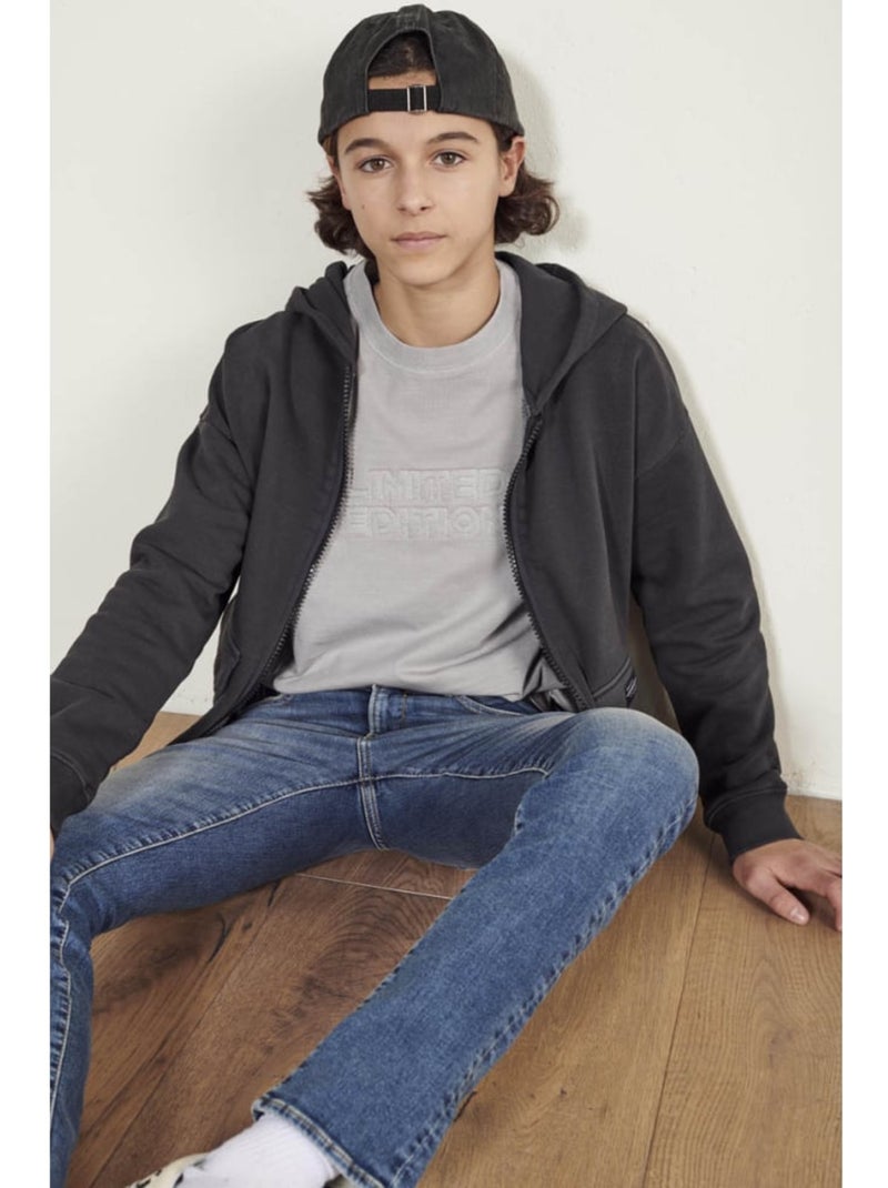 Sweat-shirt capuche batibo 'le temps des cerises' Gris - Kiabi