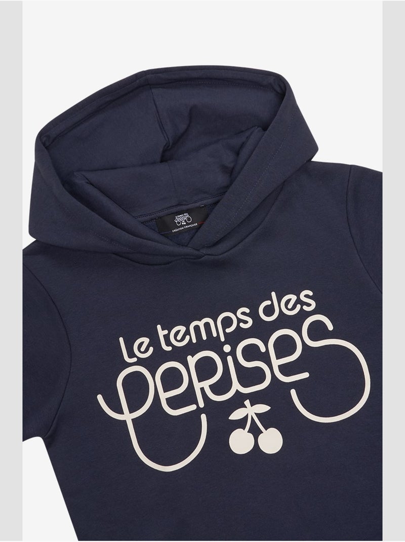 Sweat-shirt capuche celiagi 'le temps des cerises' Bleu - Kiabi