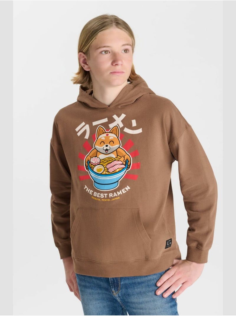 Sweat-shirt capuche darabo 'le temps des cerises' Marron - Kiabi