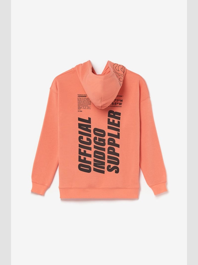 Sweat-Shirt capuche HISABO 'Le Temps Des Cerises' Orange - Kiabi