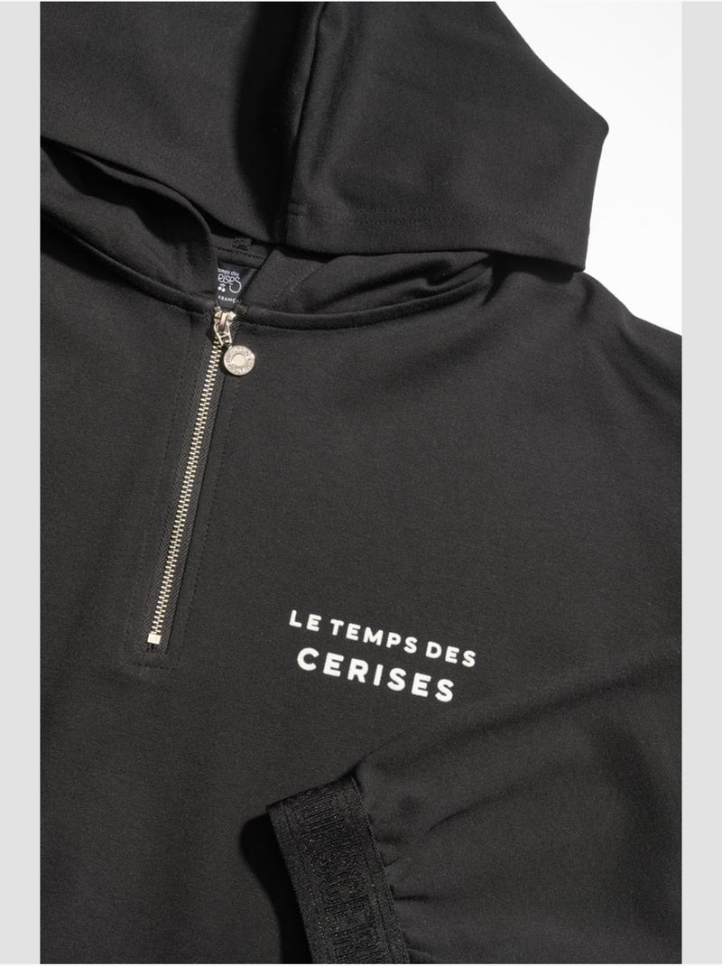 Sweat-shirt capuche jemmagi 'le temps des cerises' Noir - Kiabi