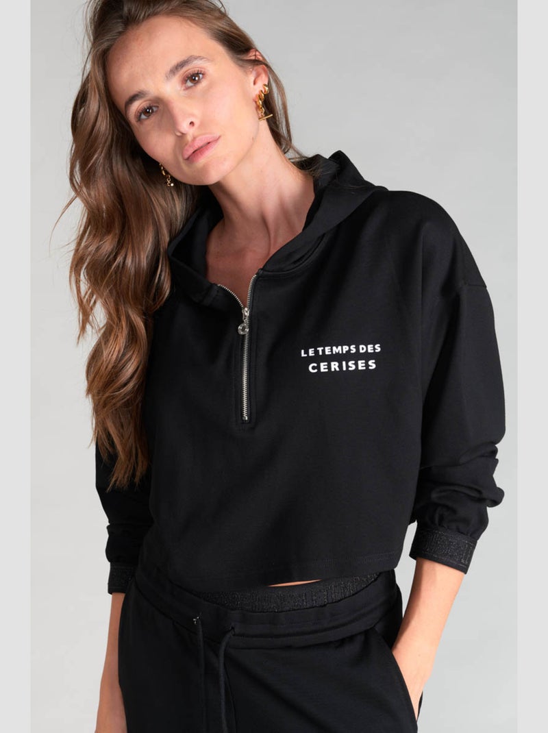 Sweat-Shirt capuche JEMMAGI 'Le Temps Des Cerises' Noir - Kiabi