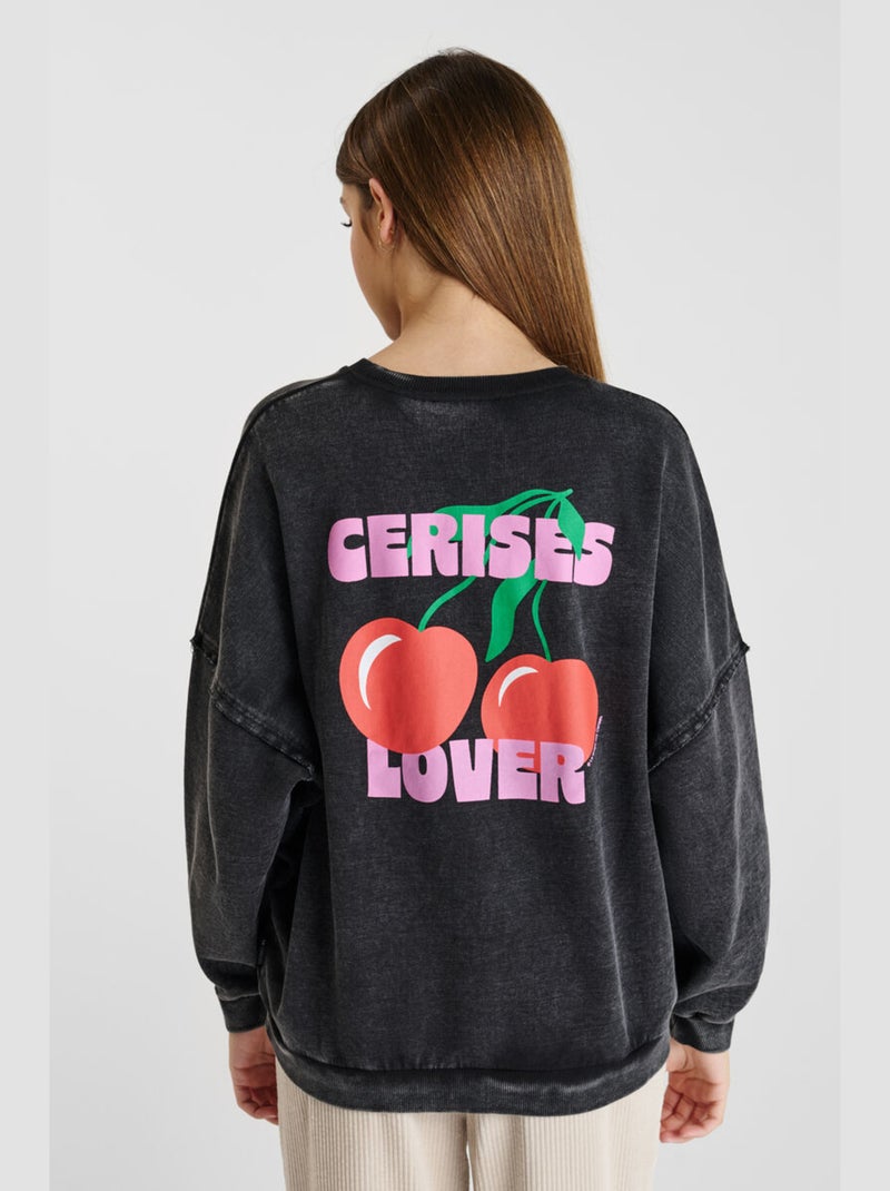 Sweat-Shirt capuche JULESGI 'Le Temps Des Cerises' Noir - Kiabi