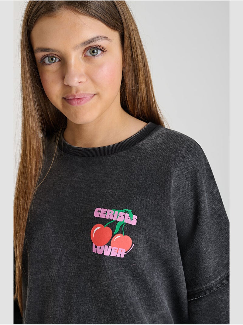 Sweat-Shirt capuche JULESGI 'Le Temps Des Cerises' Noir - Kiabi