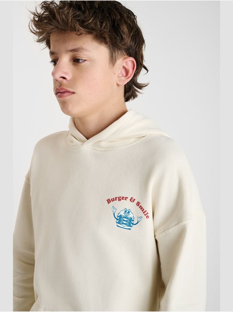 Sweat-Shirt capuche LOUIBO 'Le Temps Des Cerises' Beige Garçon