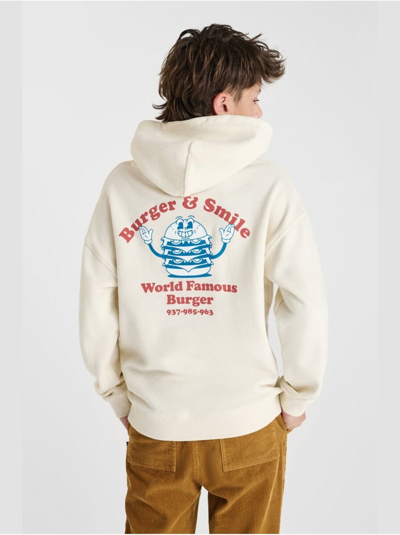 Sweat-Shirt capuche LOUIBO 'Le Temps Des Cerises' Beige - Kiabi