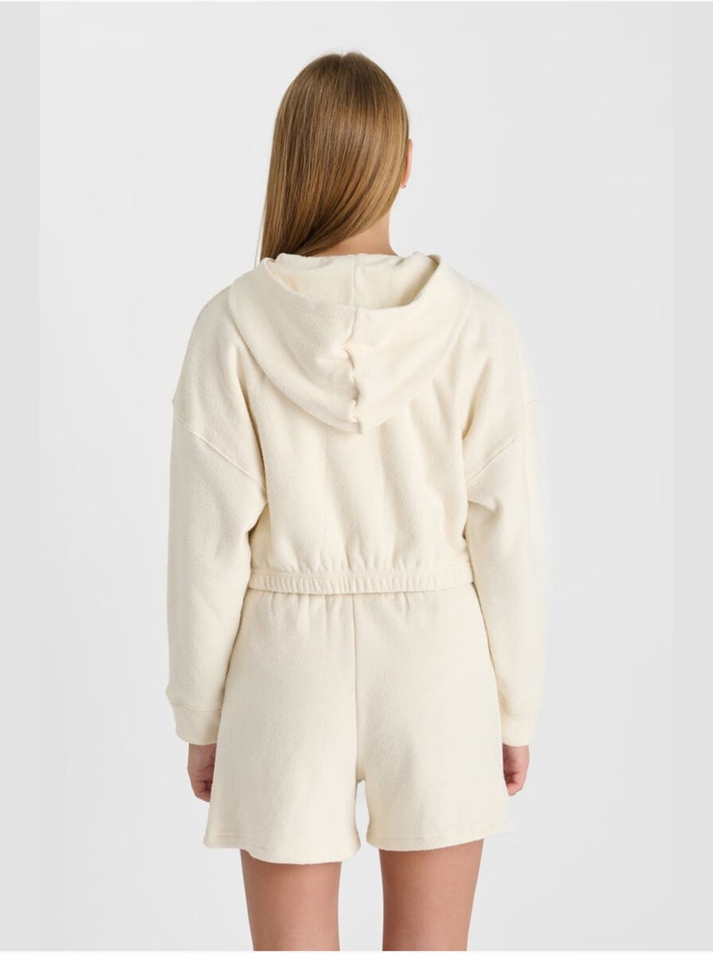 Sweat-shirt capuche mirategi 'le temps des cerises' Blanc - Kiabi