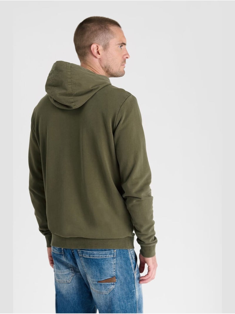 Sweat-shirt capuche refa 'le temps des cerises' Kaki - Kiabi