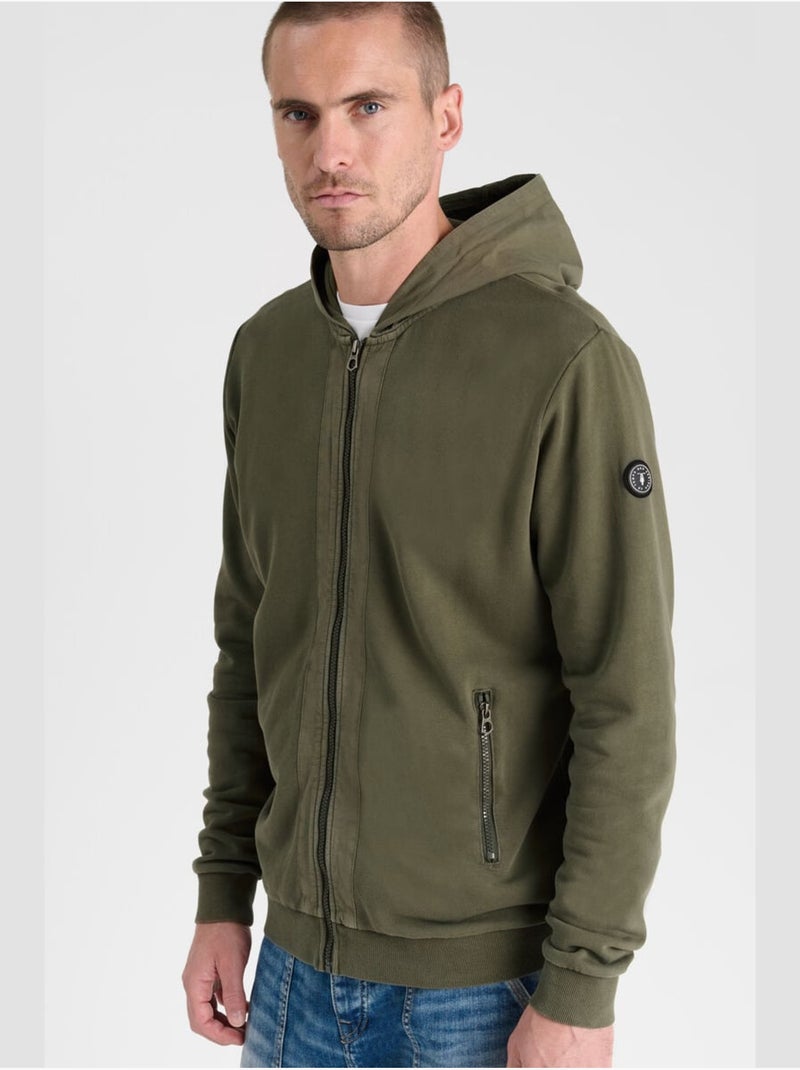 Sweat-shirt capuche refa 'le temps des cerises' Kaki - Kiabi
